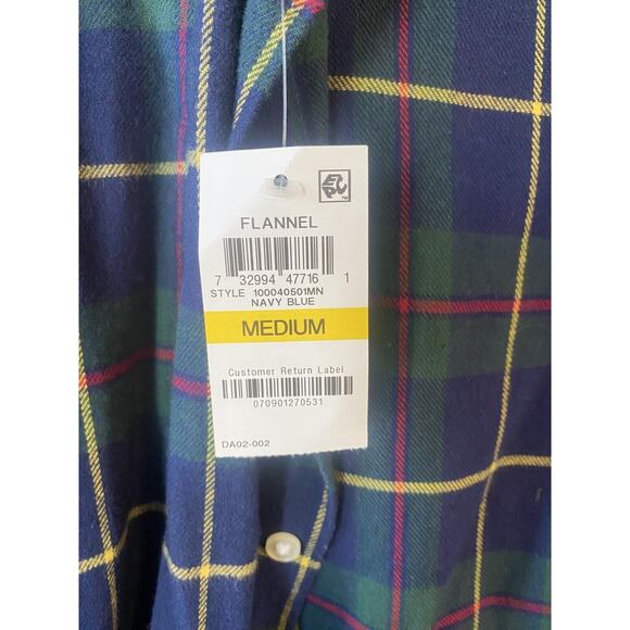Club Room Shirt Mens Size Medium Long Sleeve Flannel NEW Blue Green Plaid Tartan - Picture 3 of 13